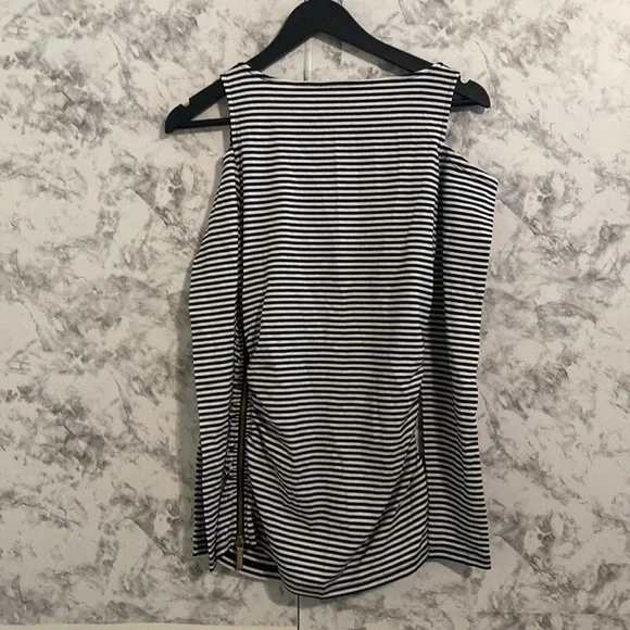 NWOT | Michael Kors | Black & White Stripe | Ruched | Long Sleeve | Top | Size:… - Picture 3 of 17